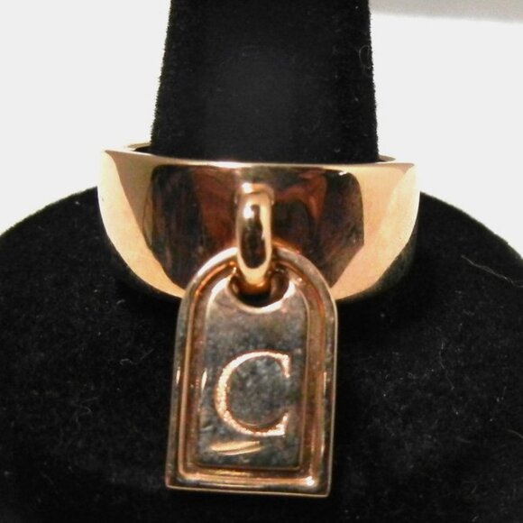 Womens LETTER "C"  PINKY RING Copper/Rose Gold - Picture 4 of 7